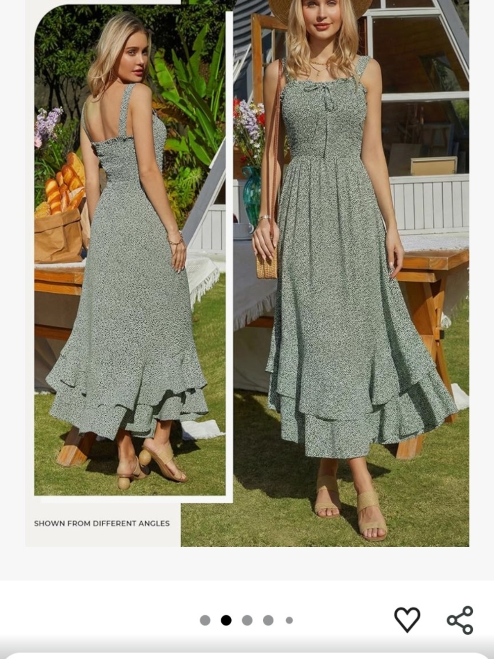 Grace Karin Sage Green Floral Maxi Dress